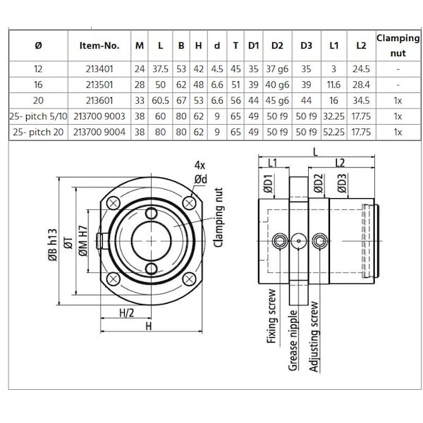 Isel 20mm Diameter Ball screw accessories 21601 Zoro